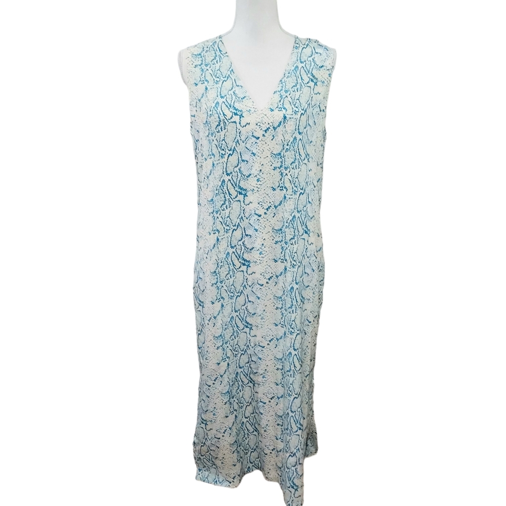 Equipment Connery turquoise silk snake print dress M - Picture 3 of 12